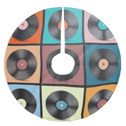 Vinyl-Platten: Retro-LP-Set. Polyester Weihnachtsbaumdecke (Vorderseite)