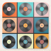 Vinyl-Platten: Retro-LP-Set. Rechteckiger Pappuntersetzer (Vorderseite)