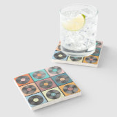 Vinyl-Platten: Retro-LP-Set. Steinuntersetzer (Seitenansicht)