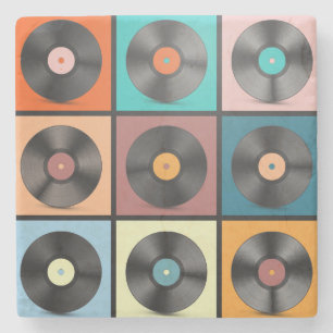 Vinyl-Platten: Retro-LP-Set. Steinuntersetzer