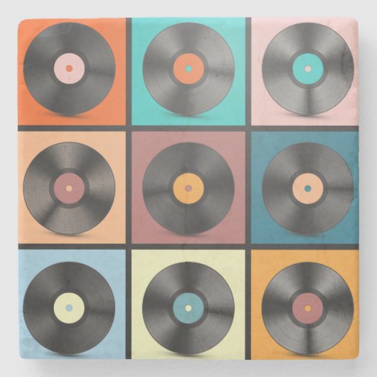 Vinyl-Platten: Retro-LP-Set. Steinuntersetzer (Vorderseite)