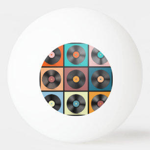 Vinyl-Platten: Retro-LP-Set. Tischtennisball