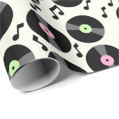 Vinyl Platten und Musiknoten Muster Geschenkpapier (Rolleneckpunkt)