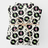 Vinyl Platten und Musiknoten Muster Geschenkpapier Set (Beispiel)