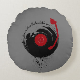 Vinyl Platten Zuhause ist, wo sich die Turntable d Rundes Kissen