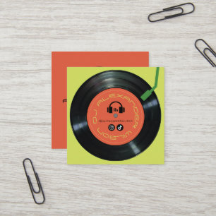 Vinyl-Player DJ Limettengrün Quadratische Visitenkarte