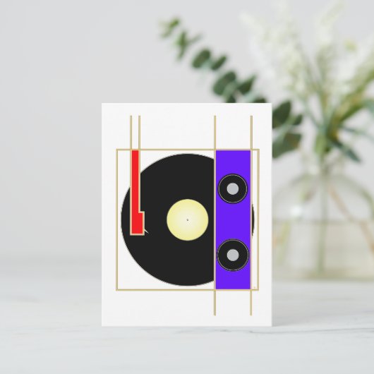 Vinyl Player Postkarte (Stehend Vorderseite)