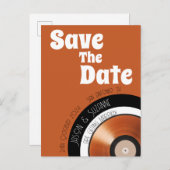 Vinyl record 70er retro terracotta verbrannte oran ankündigungspostkarte (Vorne/Hinten)
