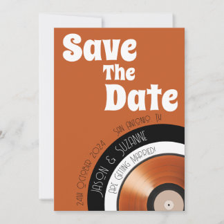 Vinyl record 70er retro terracotta verbrannte oran save the date