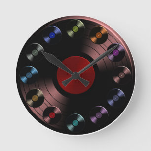 Vinyl Record Album Retro LP Boho Round Clock Runde Wanduhr