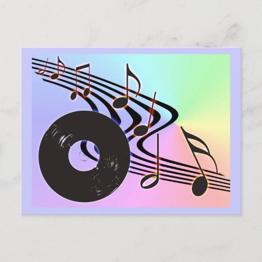 Vinyl Record and Notes Postcard Postkarte (Vorderseite)