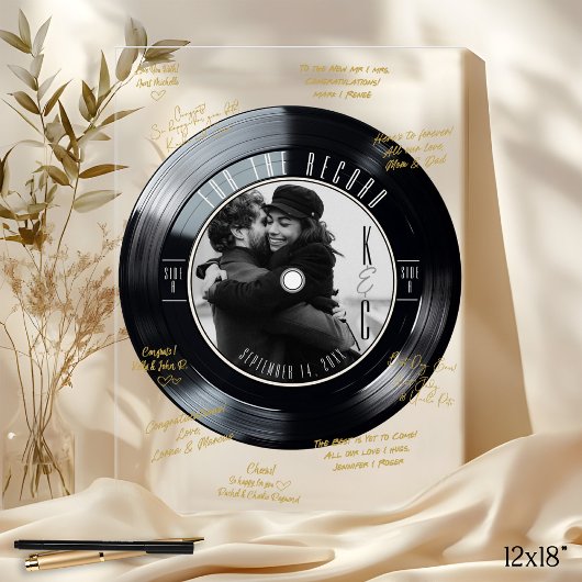 Vinyl Record Autograph Photo Wedding Guest Book Acrylschild