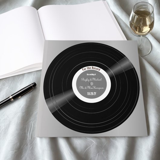 Vinyl Record Black and White Wedding Guest Book Gästebuch