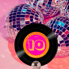 Vinyl Record Disco Hot Pink Orange Tischnummer