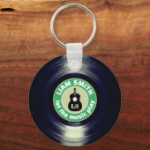 Vinyl Record Drums Green Guitar Schlüsselanhänger (Rückseite)