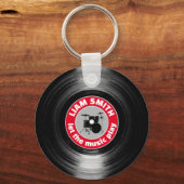 Vinyl Record Drums Red Schlüsselanhänger (Rückseite)