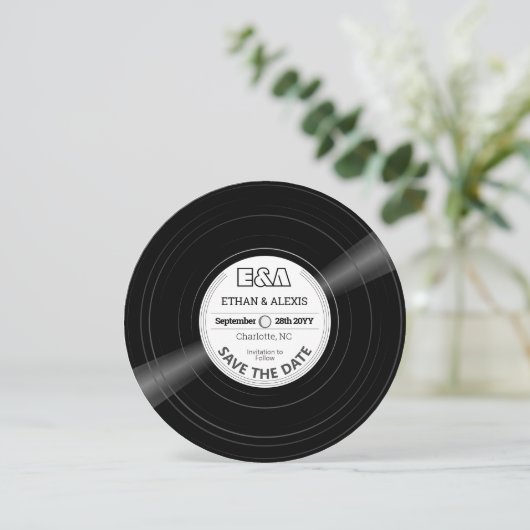 Vinyl Record Essentials - White Label Save The Date (Stehend Vorderseite)