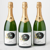 Vinyl Record, floral, Oldies Rustic, women music Schaumweinetikett (Flaschen)