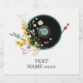 Vinyl Record, floral, Oldies Rustic, women music Schaumweinetikett (Einzelnes Label)