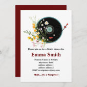 Vinyl Record, floral, Oldies Rustikal, Frauenmusik Einladung (Vorne/Hinten)