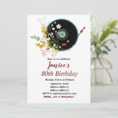 Vinyl Record, floral, Oldies Rustikal, Frauenmusik Einladung (Stehend Vorderseite)