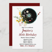 Vinyl Record, floral, Oldies Rustikal, Frauenmusik Einladung (Vorne/Hinten)