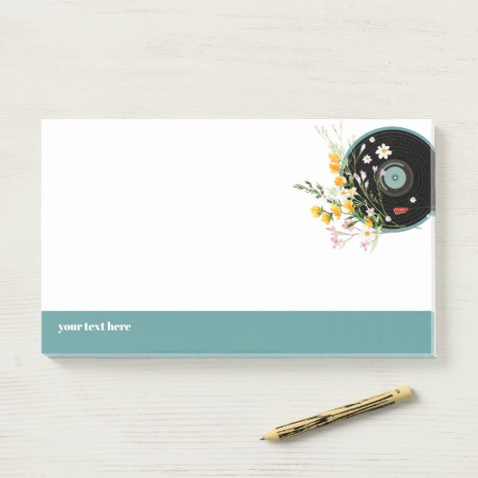 Vinyl Record, floral, Oldies Rustikal, Frauenmusik Post-it Klebezettel (Auf Schreibtisch)