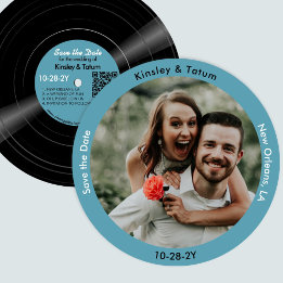 Vinyl Record Foto Save the Date Retro Blue