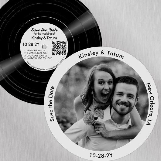 Vinyl Record Foto Save the Date Soft Grau