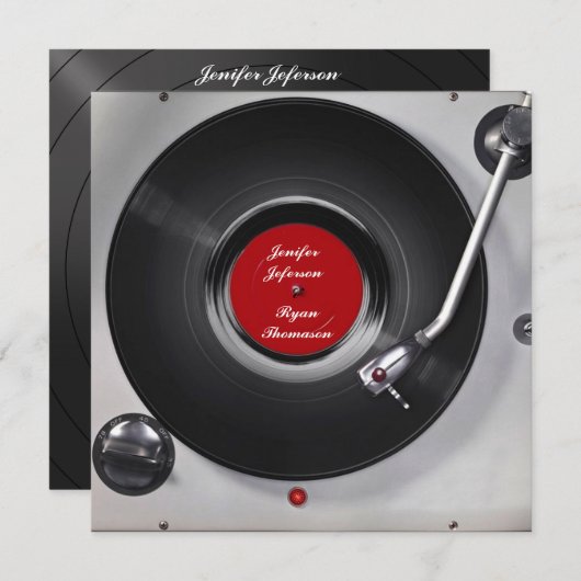 Vinyl Record Hochzeit Einladung (Vorne/Hinten)