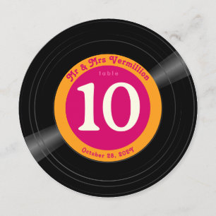 Vinyl Record Hot Pink und Gold Tischnummer