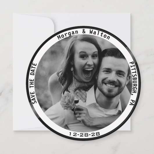 Vinyl Record Monogram Foto - weiß Save The Date (Rückseite)