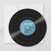 Vinyl Record Monogram - Retro Blue Label Save The Date (Vorderseite)