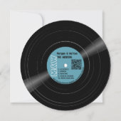 Vinyl Record Monogram Retro Blue Wedding Einladung (Rückseite)