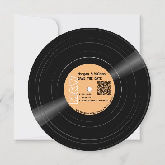 Vinyl Record Monogram Retro Save The Date (Rückseite)