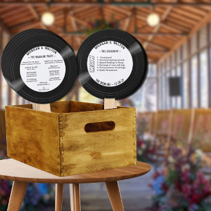 Vinyl Record Monogram Wedding Program White Fächer