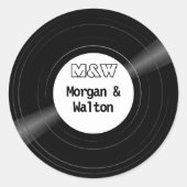 Vinyl Record Monogram White Label Runder Aufkleber (Vorderseite)