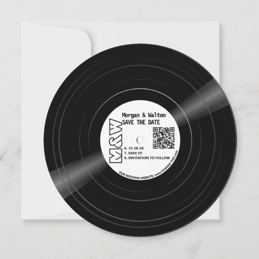 Vinyl Record Monogram - White Label Save The Date (Rückseite)
