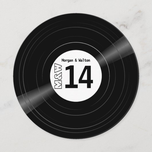 Vinyl Record Monogramm Foto Tischnummer - weiß (Vorderseite)