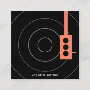 Vinyl Record Music - Orange & Black Quadratische Visitenkarte
