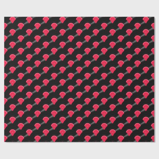 Vinyl Record Muster Custom Red Wrapping Paper Geschenkpapier (Flach)