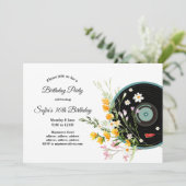 Vinyl Record, Oldies Rustikale Musik, Blume, Einladung (Stehend Vorderseite)