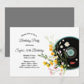 Vinyl Record, Oldies Rustikale Musik, Blume, Einladung (Vorne/Hinten)