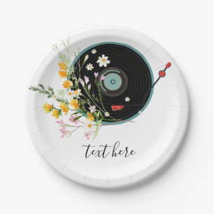 Vinyl Record, Oldies Rustikale Musik, Blume Pappteller