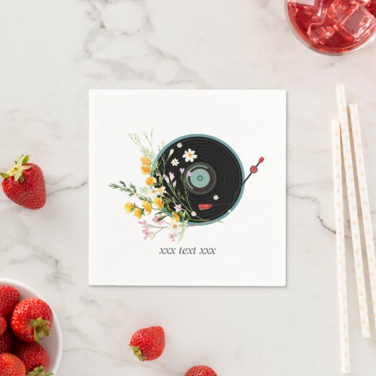 Vinyl Record, Oldies Rustikale Musik, Blume, Serviette (Beispiel)