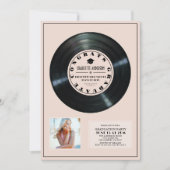 Vinyl Record Pink Plaque Foto Abschluss Einladung (Vorderseite)