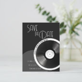 Vinyl Record Retro 70er Schwarz-Weiß-Minimal Ankündigungspostkarte (Stehend Vorderseite)