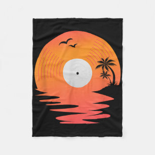 Vinyl Record Retro Disk Sea Beach Turntable Design Fleecedecke