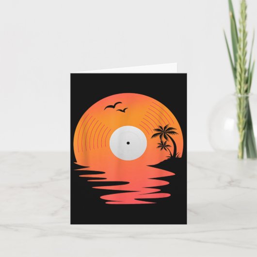 Vinyl Record Retro Disk Sea Beach Turntable Design Karte (Vorderseite)
