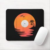 Vinyl Record Retro Disk Sea Beach Turntable Design Mousepad (Mit Mouse)